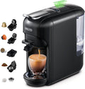 Cafelffe MK-606 Mehrzweck-Kaffeemaschine, 19 Bar Druck, kompatibel mit Kapseln und gemahlenem Kaffee, 7 Wasserstufen, für Zuhause und Büro, Schwarz