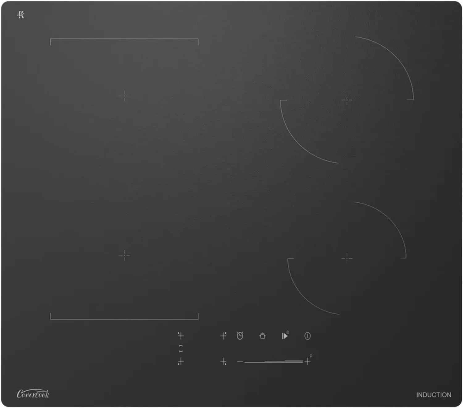 COVERCOOK Induktionskochfeld 60 cm, 4 Kochzonen, Schwarz, Touch Control, 7000W, Timer, Warmhaltefunktion, Brückenzone