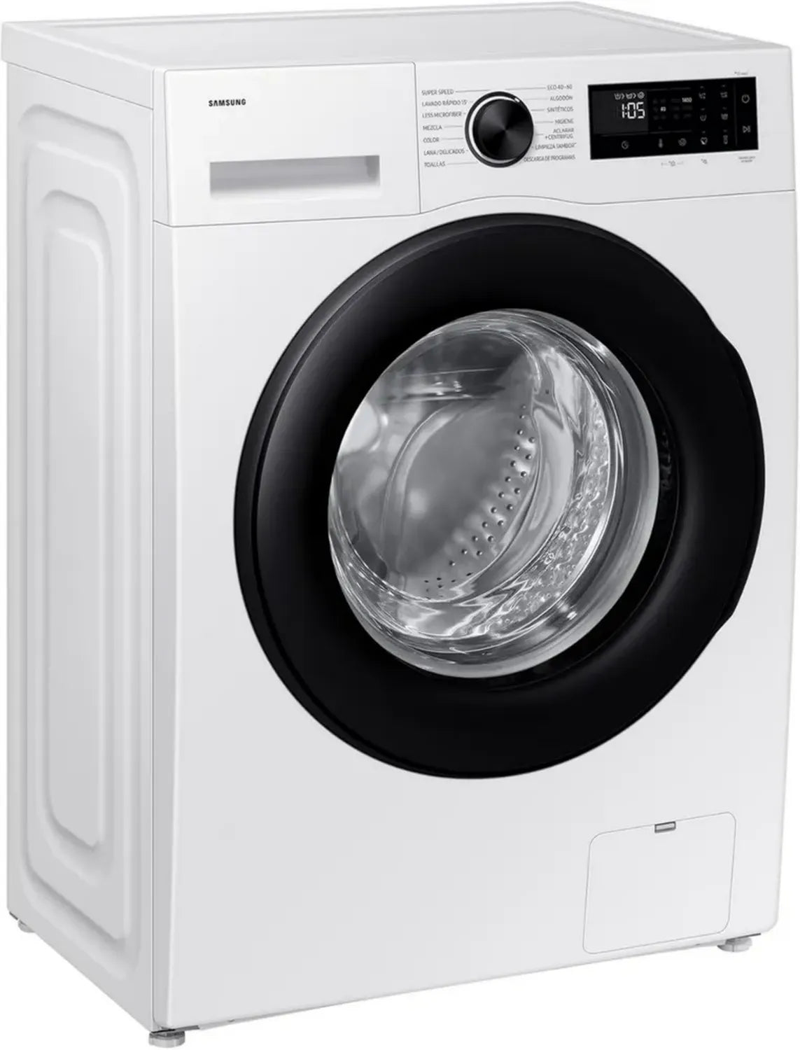 Samsung WW90DG5G34AEEG SLIM Waschmaschine, 9 kg, EEK A (-10%), 48 cm tief, Dampfprogramm, AI Energy Mode, Ecobubble, WiFi, Mikroplastikschutz, AI Wash, SuperSpeed 39 Min, Weiß