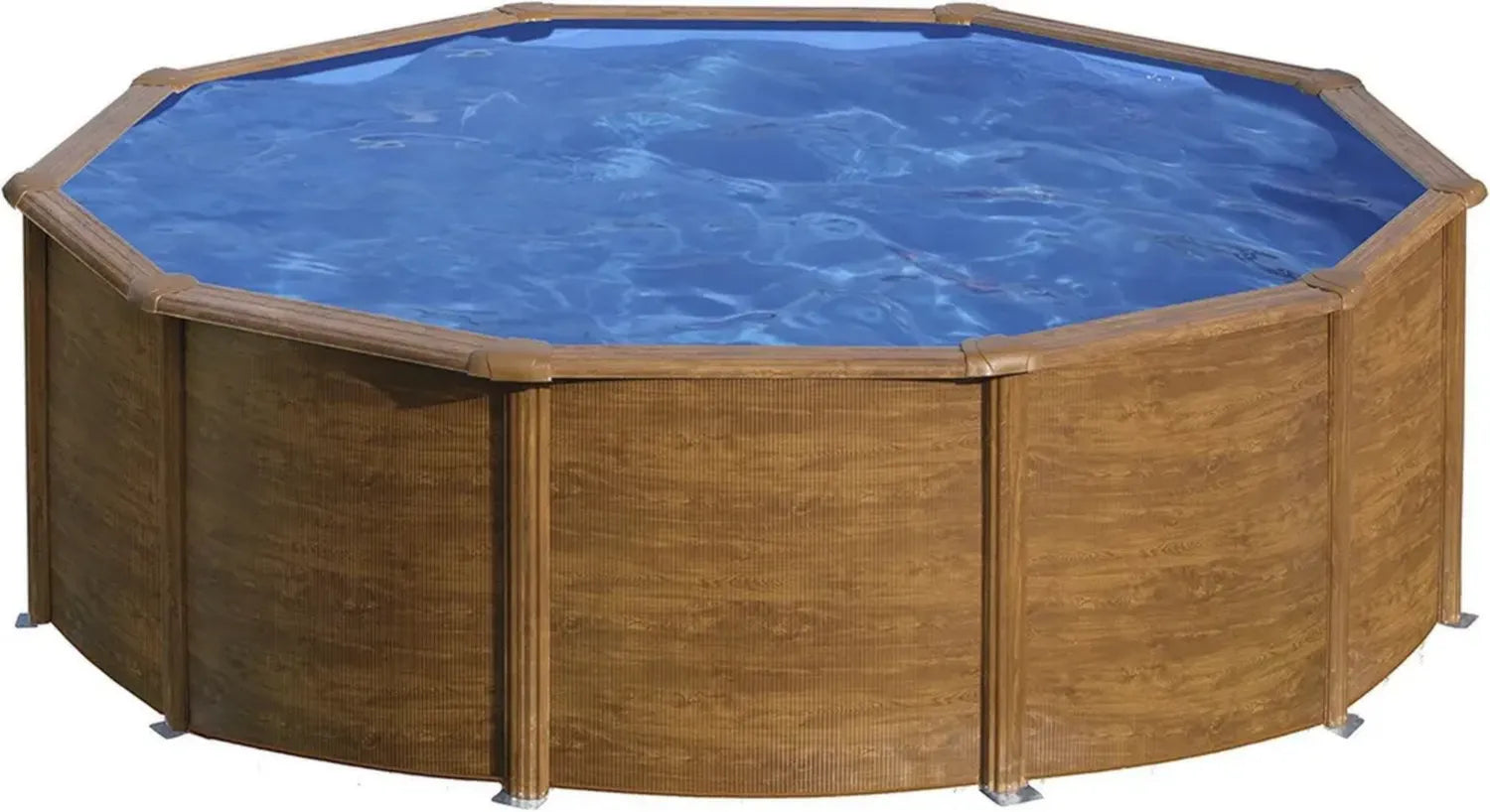 Gre Sicilia Stahlwandpool rund mit Holzdekor, abnehmbar, 460 x 120 cm